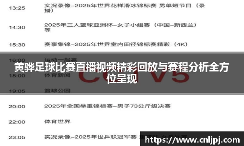 黄骅足球比赛直播视频精彩回放与赛程分析全方位呈现