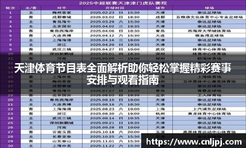 天津体育节目表全面解析助你轻松掌握精彩赛事安排与观看指南